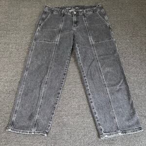 Old Navy Mid-Rise Boyfriend Loose Jeans Black Denim Women's 10 Petite Casual